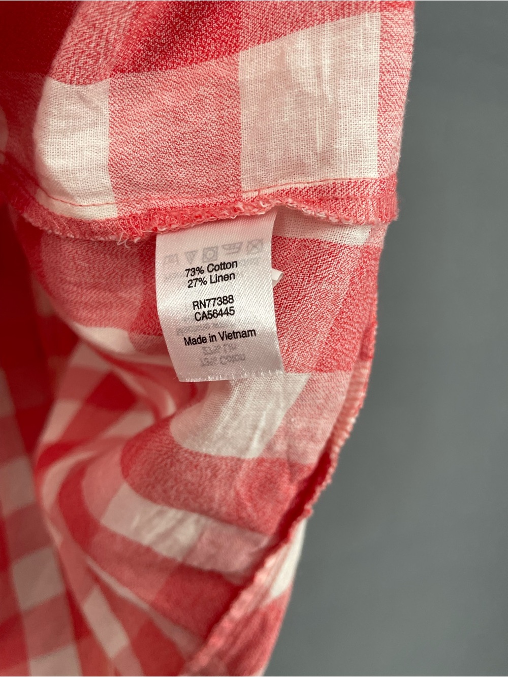 J.Crew Factory Gingham Tie‑Waist Sleeveless Linen‑Cotton Blouse Size 14 - Picture 6 of 8